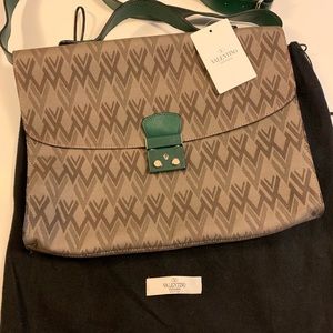 Valentino Garavani V fabric leather monogram bag
